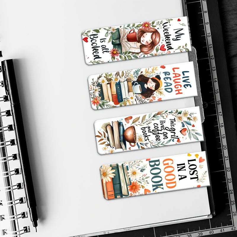Floral Magnetic Bookmarks x4