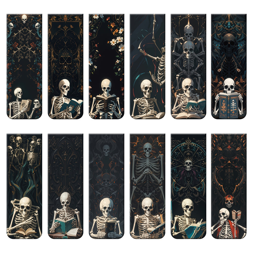 12pcs Skeleton Magnetic Bookmarks
