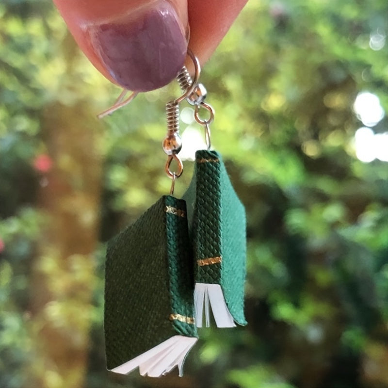 Vintage Cute Book Drop & Dangle Earrings 4pcs