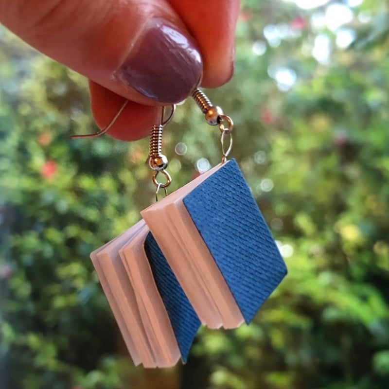Vintage Cute Book Drop & Dangle Earrings 4pcs