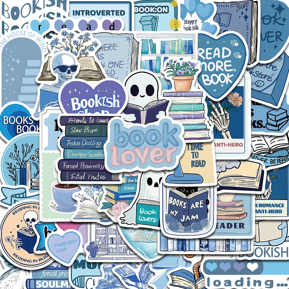 50PCS Blue Bookish Stickers