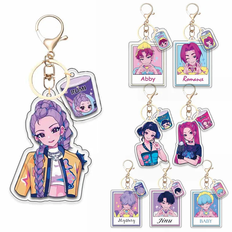 Kpop Demon Hunters Huntrix Saja Boys Keychains for Accessories Jewelry Rumi Zoey Jinu Mira Sold My Soul Keyrings Fans Gifts