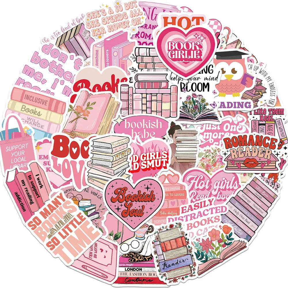 Pink Book Reading Stickers 10/25/50pcs