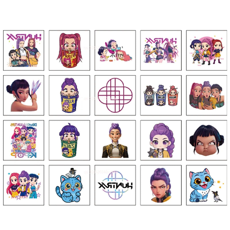 New 20pcs/set Cartoon Kpop Demon Hunters Rumi Kang Temporary Tattoo Sticker Rumi Tattoo Sticker Demonizing For Party Gifts