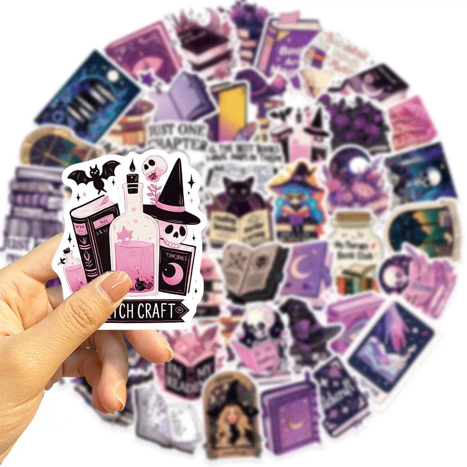 Purple Gothic Witch Bookish Stickers 10/50pcs