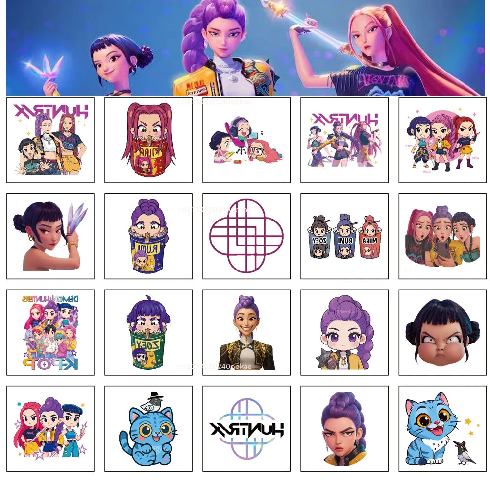 New 20pcs/set Cartoon Kpop Demon Hunters Rumi Kang Temporary Tattoo Sticker Rumi Tattoo Sticker Demonizing For Party Gifts