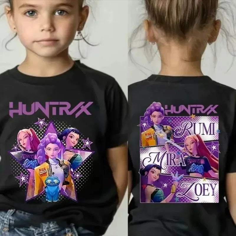 Kpop Demon Hunters Kids T-Shirt Short Sleeve Summer Comfortable Graphic Top Movie Inspired 2025 for Girls And Boys