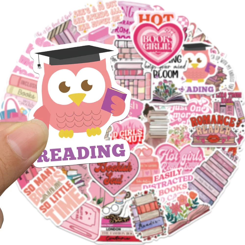 Pink Book Reading Stickers 10/25/50pcs