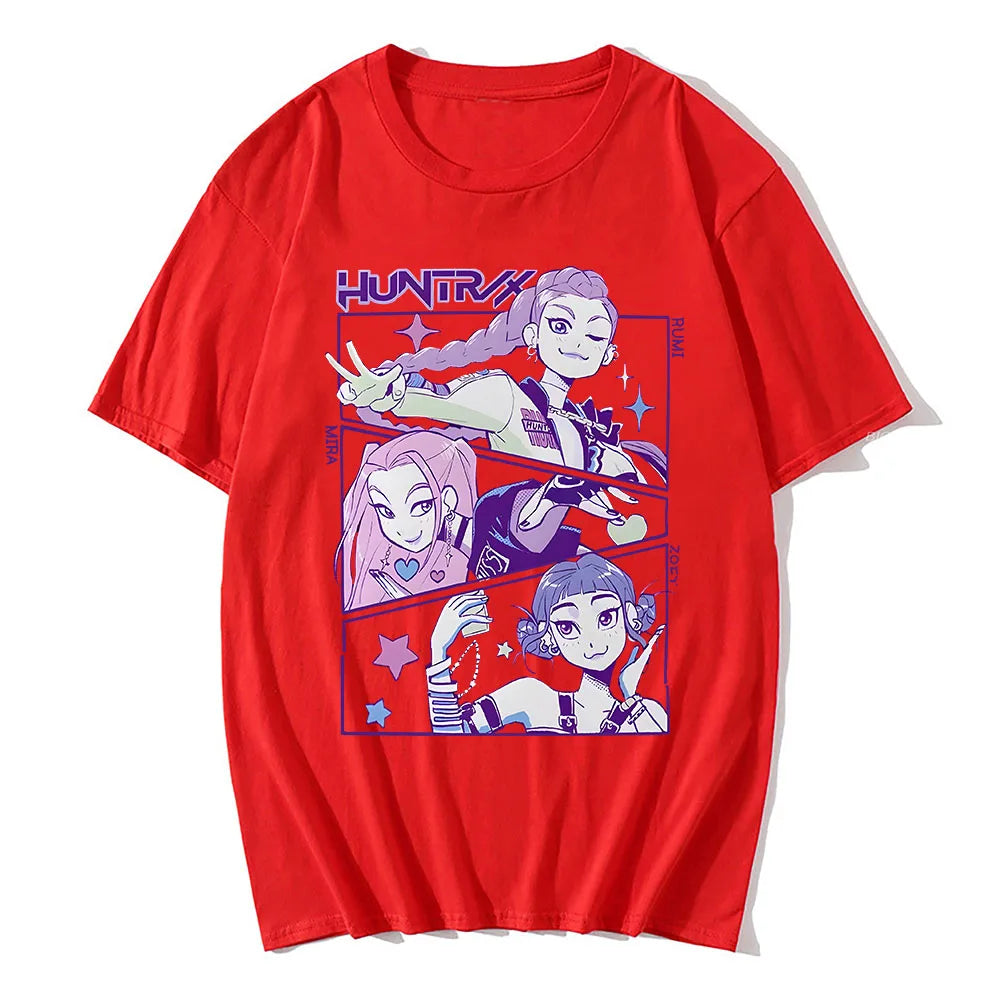 KPop Demon Hunters T-shirt Summer Short Sleeve Male Tshirts O-neck Cotton Fashion 2025 Movie T Shirt Casual Unisex Streetwear