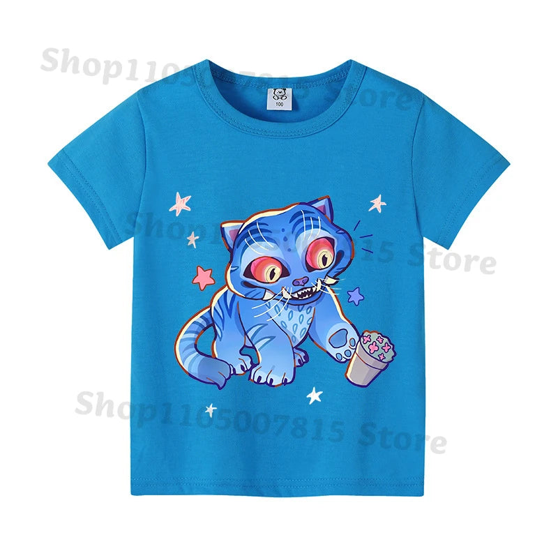 Kpop Demon Hunters T-shirts for Boys Girls Anime Cartoon Cute Short Sleeved Top Children Summer Fashion T-shirt Kids Clothes