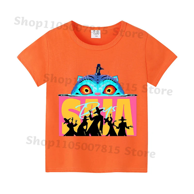 Kpop Demon Hunters T-shirts for Boys Girls Anime Cartoon Cute Short Sleeved Top Children Summer Fashion T-shirt Kids Clothes