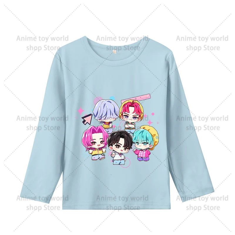 KPOP Demon Hunters Girls Long Sleeve T-shirt Kawaii Cartoon Printed Tops Kid Baby Casuals T-shirts Autumn Children Clothing Gift