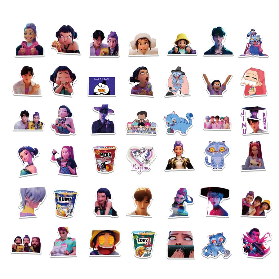 60Pcs KPop Demon Hunters Stickers KPop Demon Hunters DIY Stickers Scrapbooking Phone Luggage Skateboard Waterproof Decals