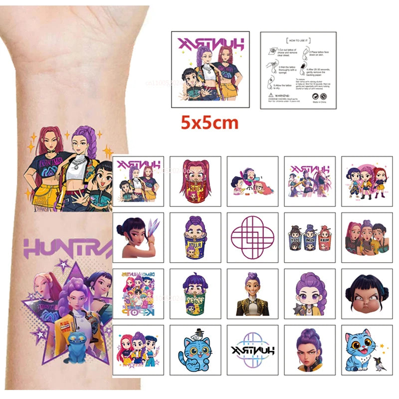 New 20pcs/set Cartoon Kpop Demon Hunters Rumi Kang Temporary Tattoo Sticker Rumi Tattoo Sticker Demonizing For Party Gifts