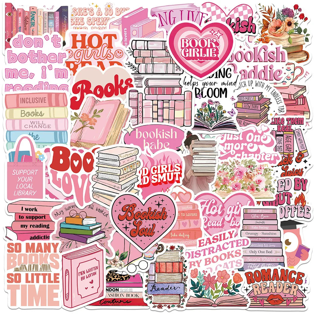 Pink Book Reading Stickers 10/25/50pcs