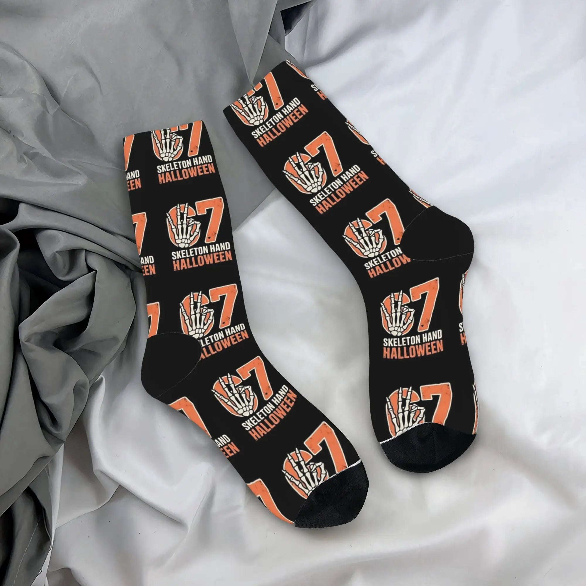 Six Seven Bruh Skeleton 67 Stockings  Fashion Socks Women Men Soft Socks Winter Cycling Design Anti Skid Socks Birthday Present