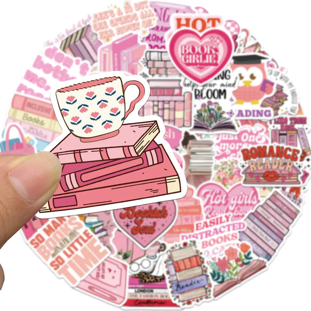 Pink Book Reading Stickers 10/25/50pcs