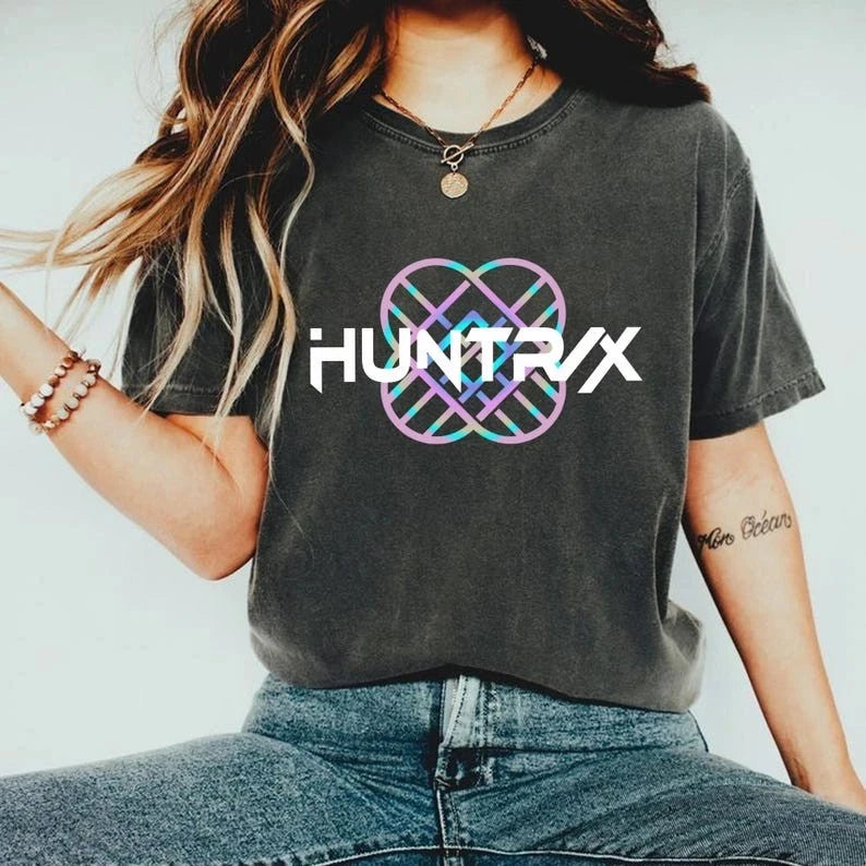 Demon Hunters Logo Shirt Huntrix Kpop Shirt Huntrix Merch T-Shirt Graphic Short Sleeve Shirt Unisex Men Women Summer