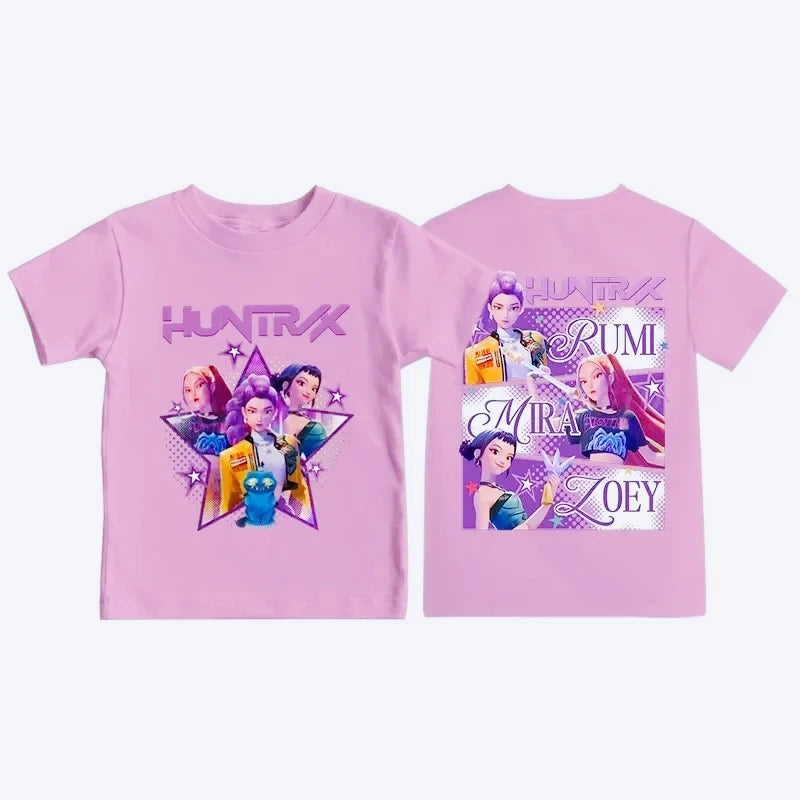 Kpop Demon Hunters Kids T-Shirt Short Sleeve Summer Comfortable Graphic Top Movie Inspired 2025 for Girls And Boys