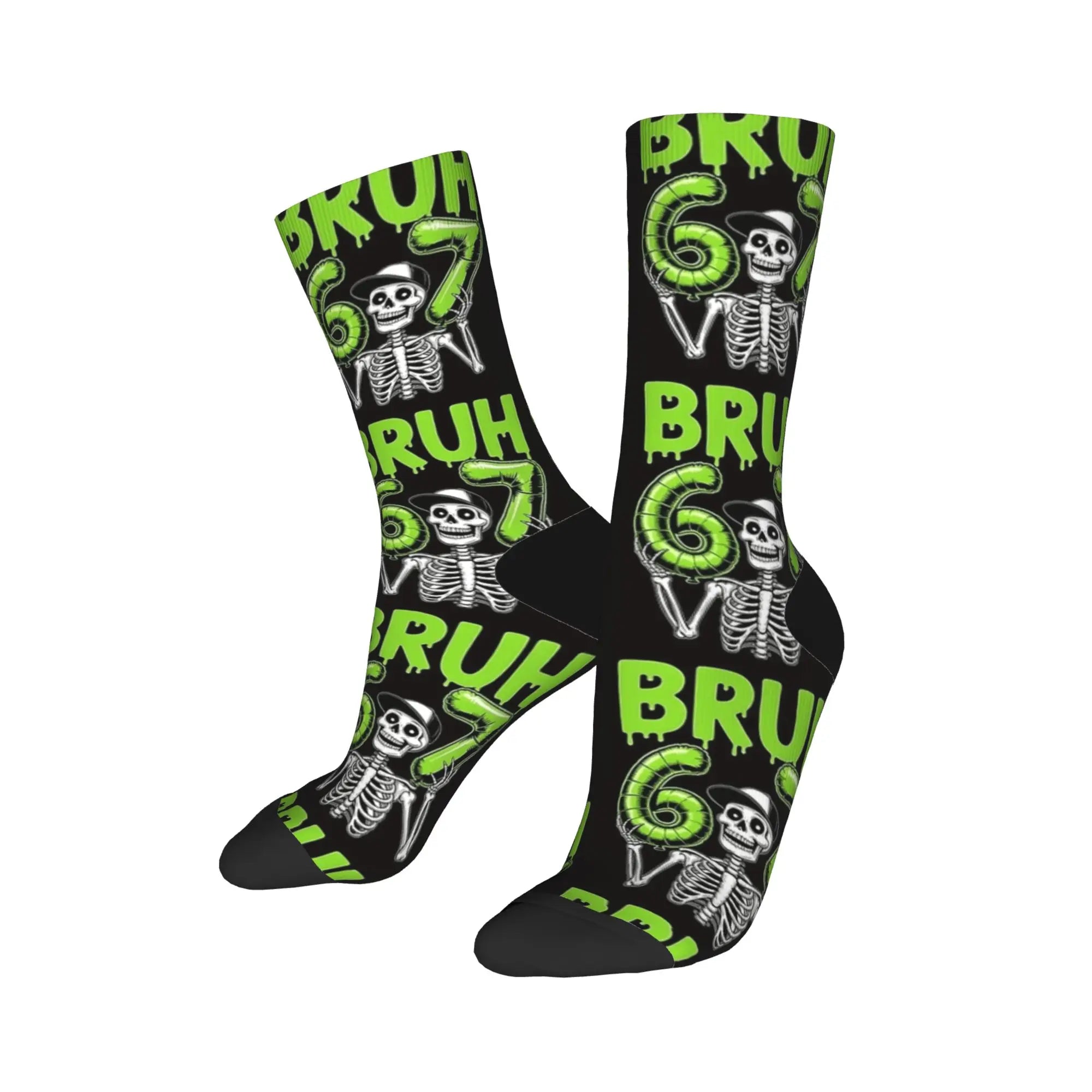 Six Seven Bruh Skeleton 67 Stockings  Fashion Socks Women Men Soft Socks Winter Cycling Design Anti Skid Socks Birthday Present
