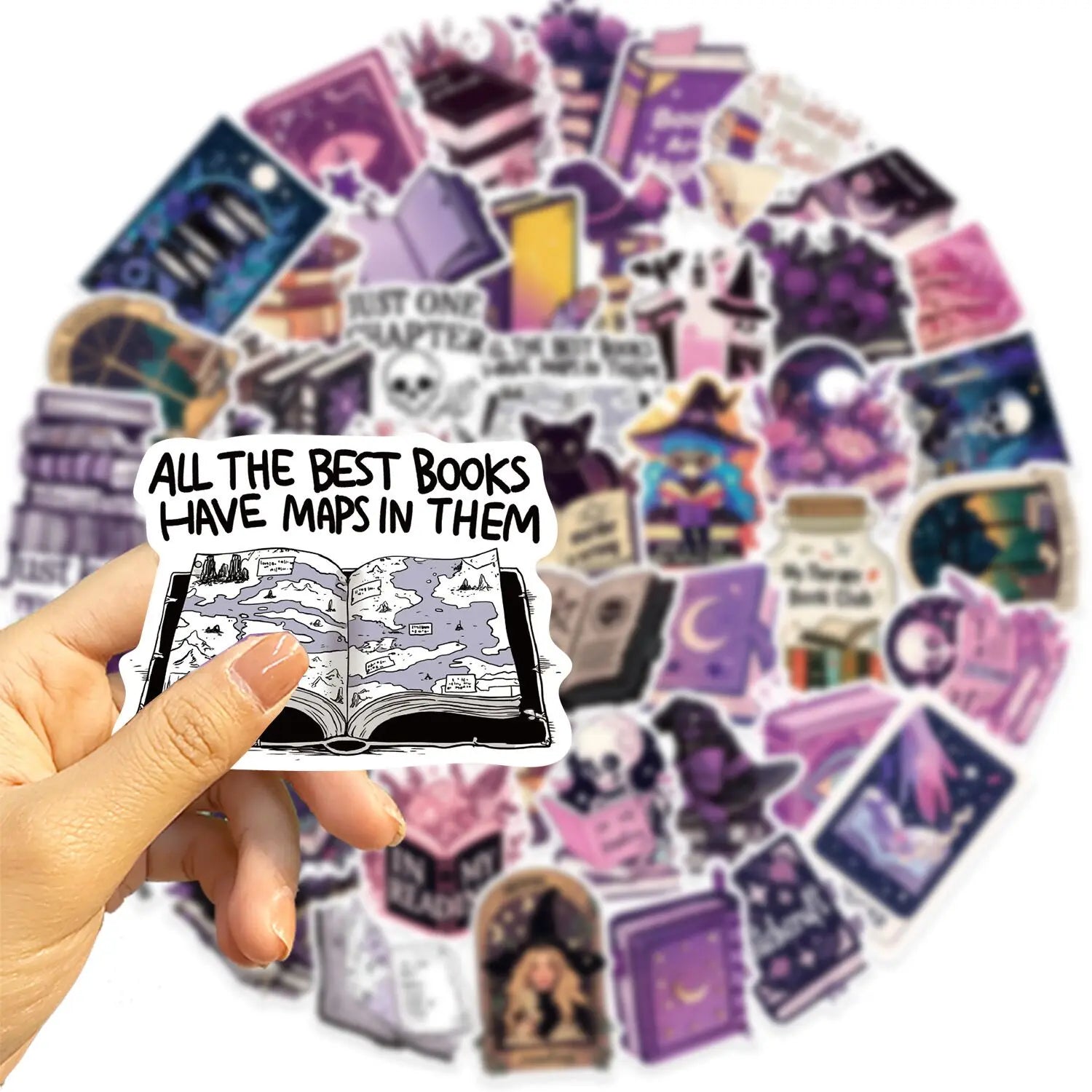 Purple Gothic Witch Bookish Stickers 10/50pcs