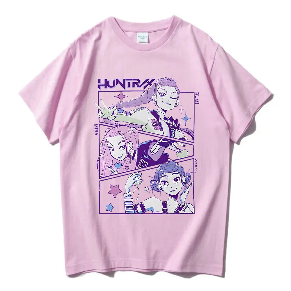 KPop Demon Hunters T-shirt Summer Short Sleeve Male Tshirts O-neck Cotton Fashion 2025 Movie T Shirt Casual Unisex Streetwear