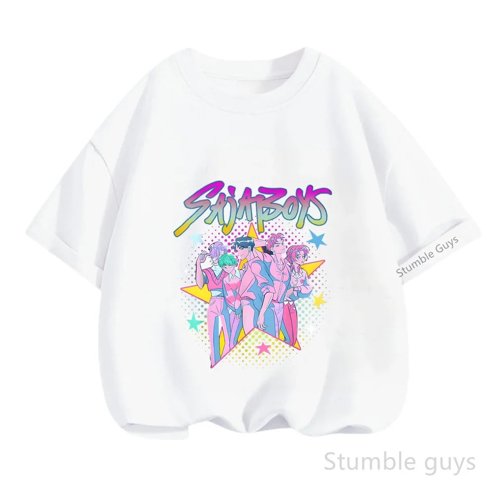 Kpop Demon Hunters T-Shirt Kids Short Sleeve Casual Fashion Summer Boys Girls Anime Clothes