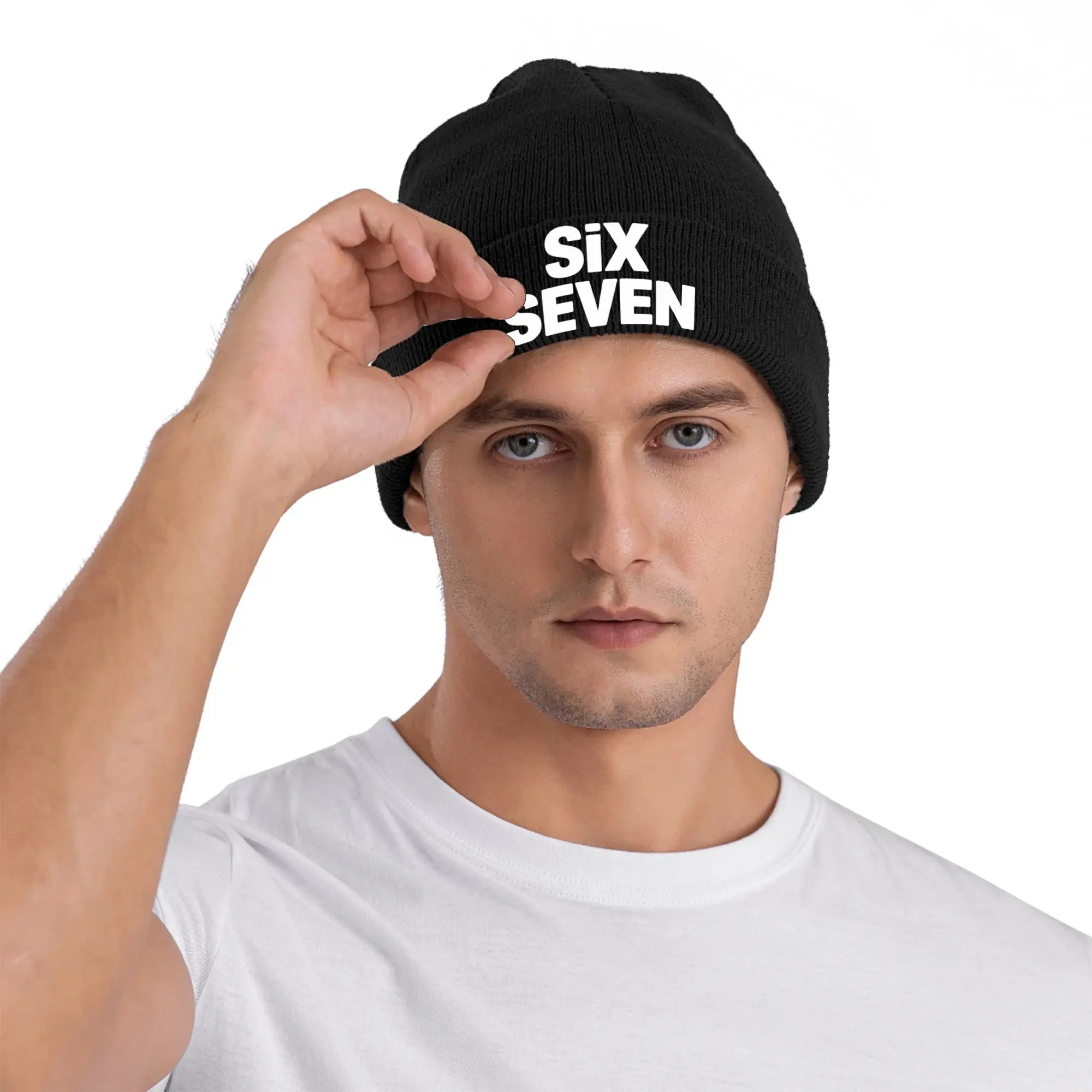 Fun Six Seven 67 Meme Viral Gen Alpha Slang Design Knit Hat Retro Caps Adult Kpop Beanie Hats Winter Design Warm Bonnet Hats