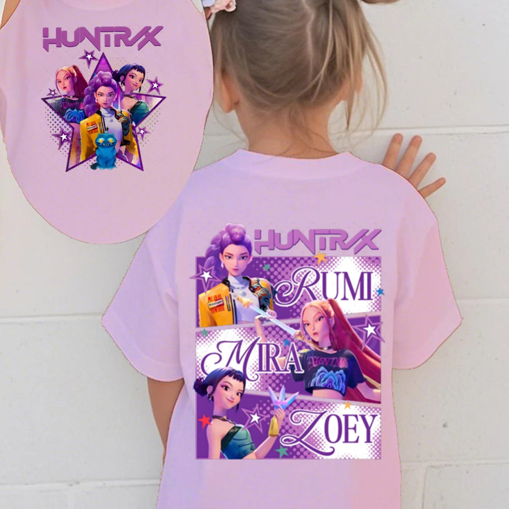 Kpop Demon Hunters Kids T-Shirt Short Sleeve Summer Comfortable Graphic Top Movie Inspired 2025 for Girls And Boys