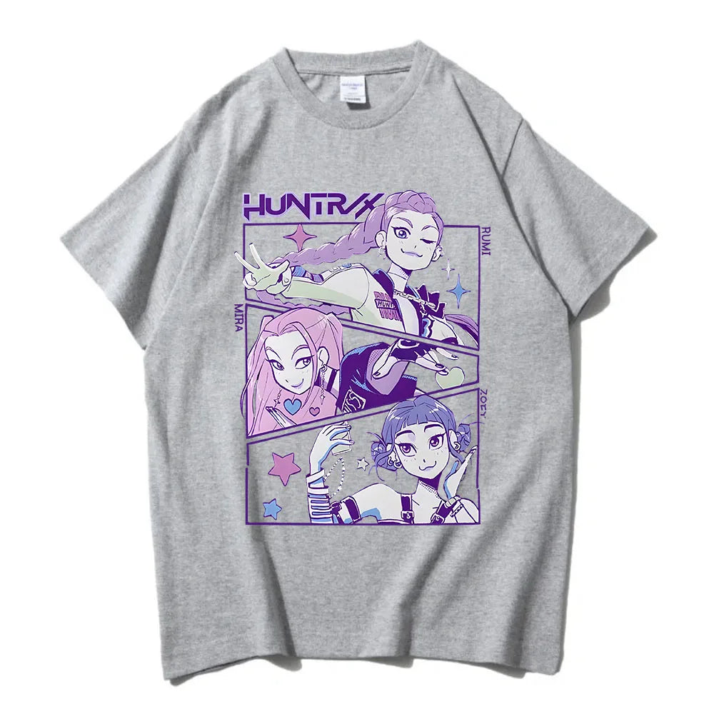 KPop Demon Hunters T-shirt Summer Short Sleeve Male Tshirts O-neck Cotton Fashion 2025 Movie T Shirt Casual Unisex Streetwear