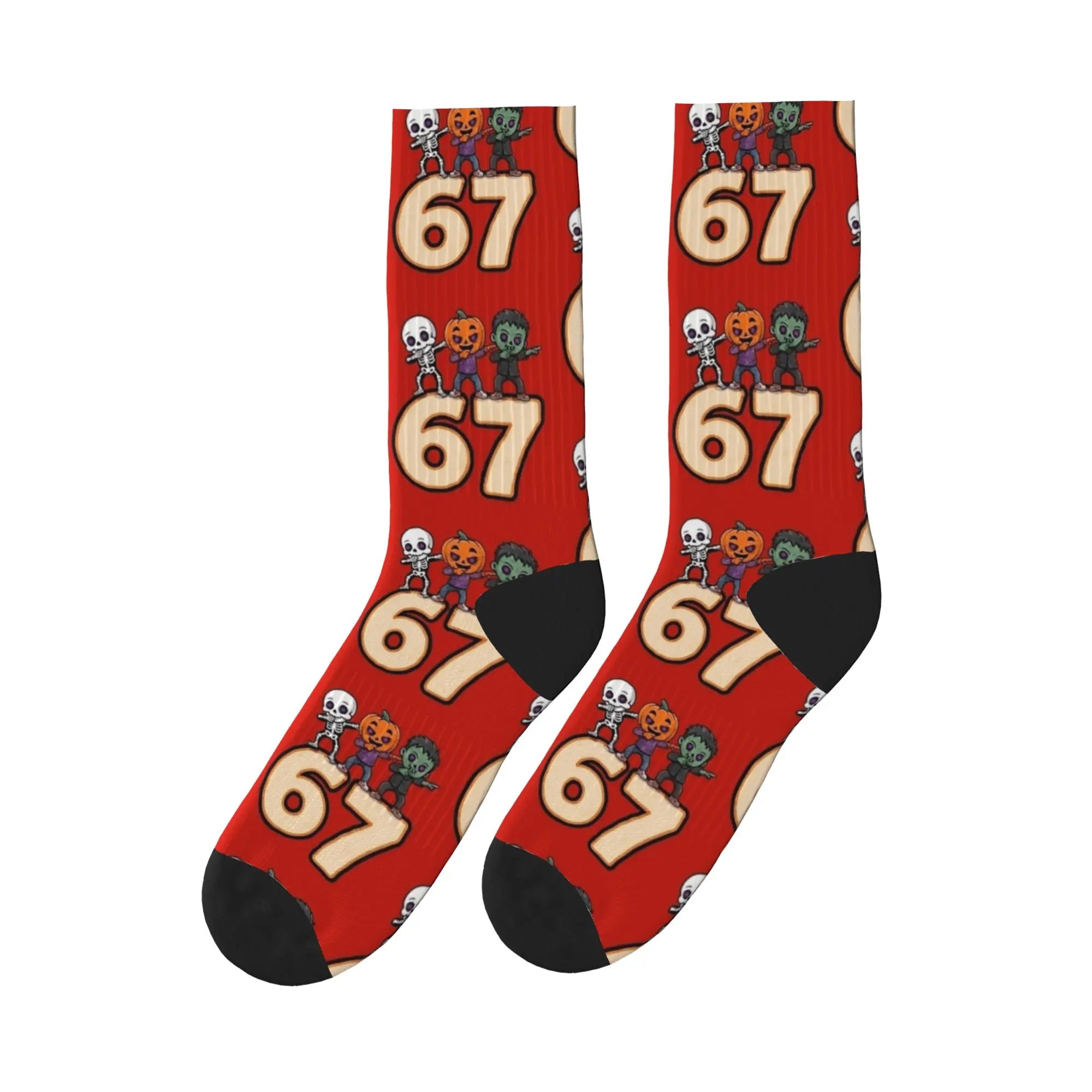 Christmas Number 67 Xmas Lights Santa Hat Sixty Seven Socks Gothic Stockings Adults Men Warm Soft Running Sports Socks Winter