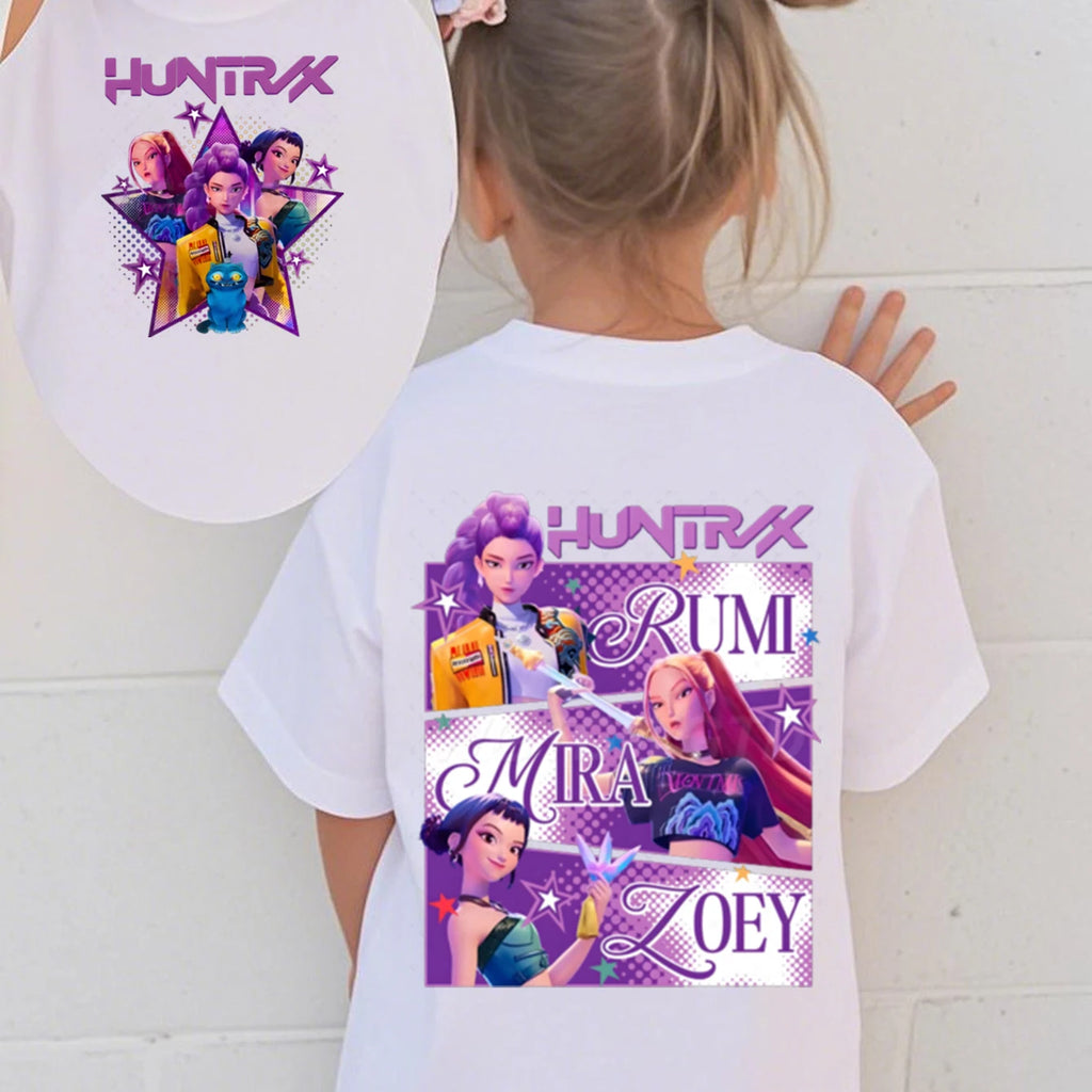 Kpop Demon Hunters Kids T-Shirt Short Sleeve Summer Comfortable Graphic Top Movie Inspired 2025 for Girls And Boys