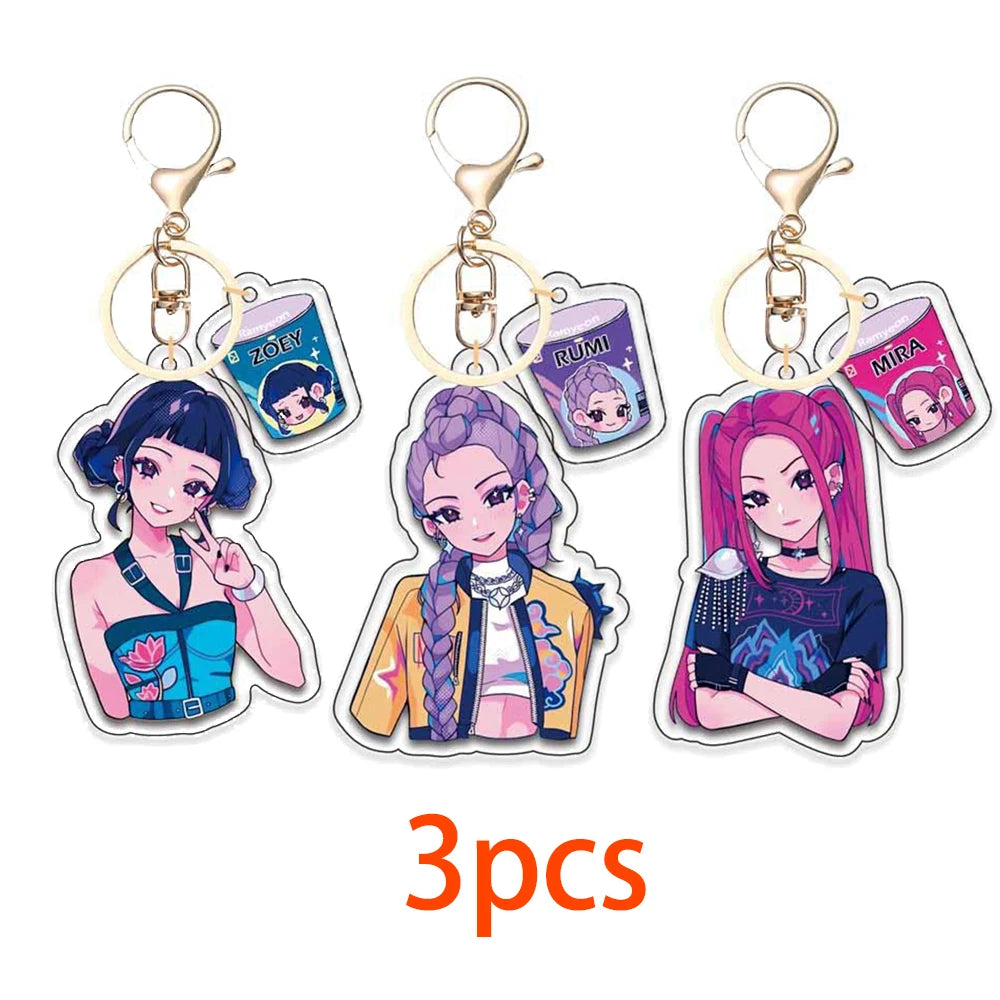 Kpop Demon Hunters Huntrix Saja Boys Keychains for Accessories Jewelry Rumi Zoey Jinu Mira Sold My Soul Keyrings Fans Gifts