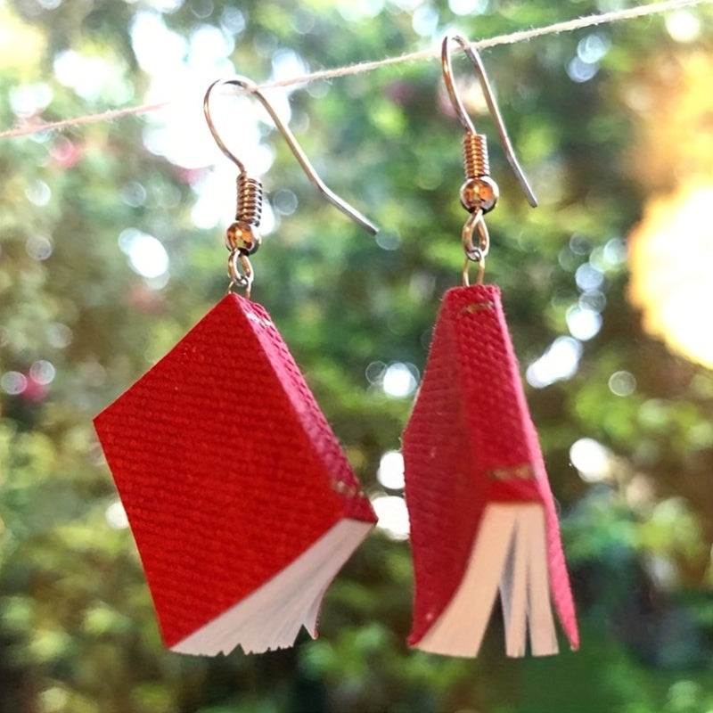 Vintage Cute Book Drop & Dangle Earrings 4pcs