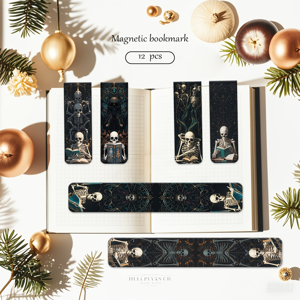 12pcs Skeleton Magnetic Bookmarks