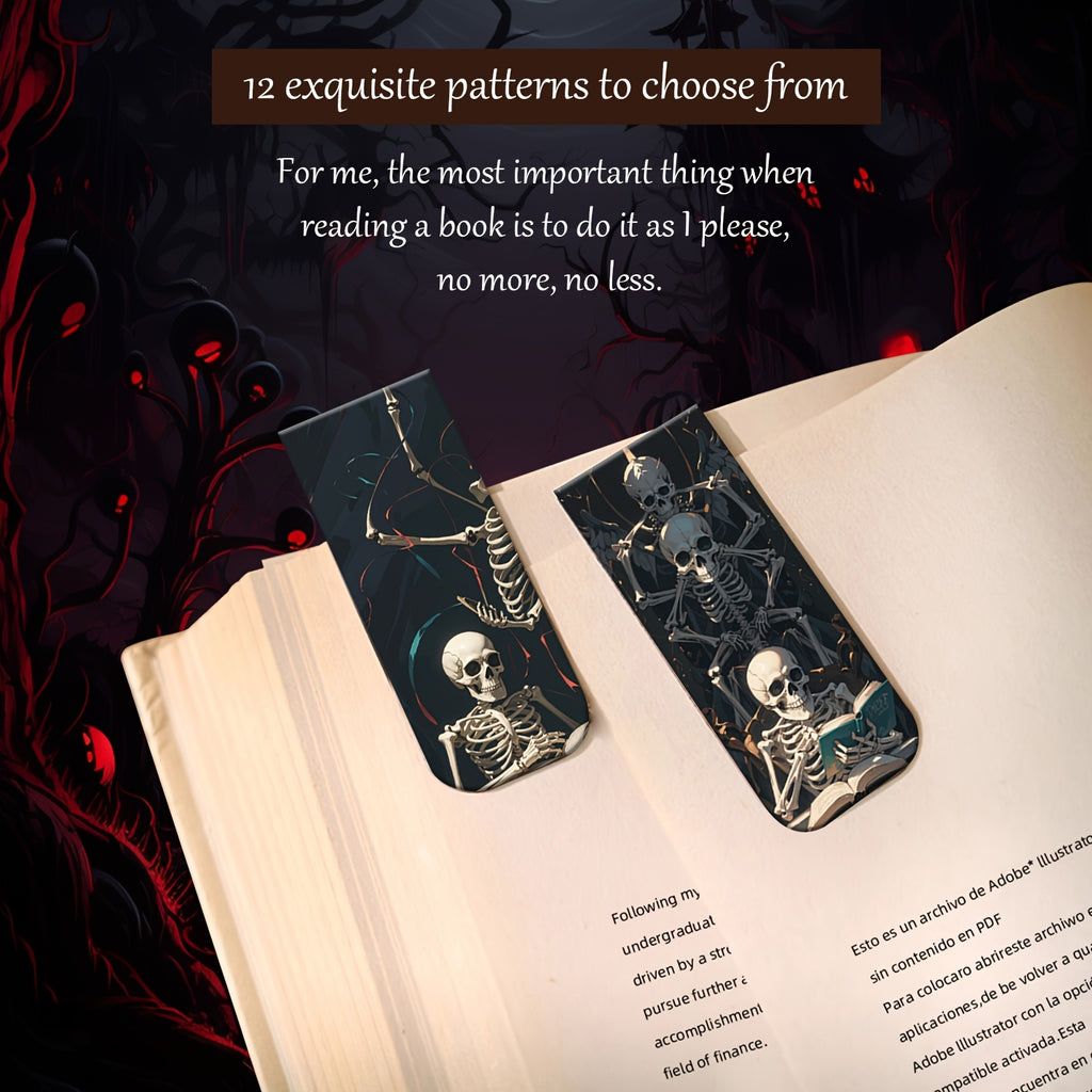 12pcs Skeleton Magnetic Bookmarks